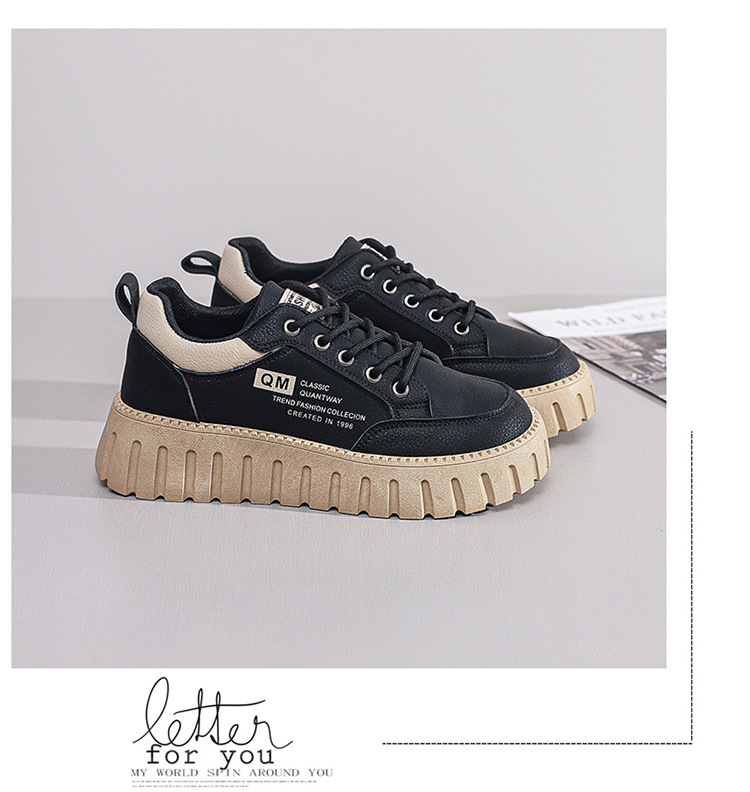 2026 Spring And Summer Women's New Breathable White Sneakers Versatile Thick-Soled Sports Casual Board Trendy Shoes_desvips.com