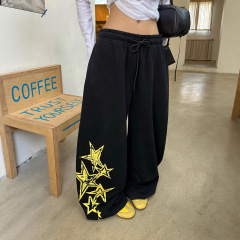 美式嘻哈街舞辣妹休闲裤夏季宽松休闲修身显瘦时尚百搭阔腿拖地裤