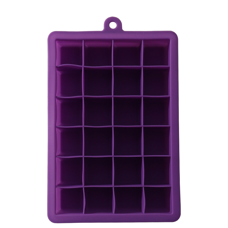 Cubo de hielo de silicona 24 rejilla cuadrado molde de cubo de hielo con tapa fabricante de hielo del hogar molde de cubo de hielo en stock al por mayor