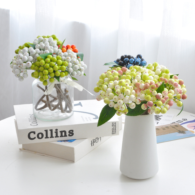 Foam Mini Red Berries Blueberries Fake Flowers Fortune Fruit Flower Wall Decoration Artificial Berry Branches_maomaolike.com