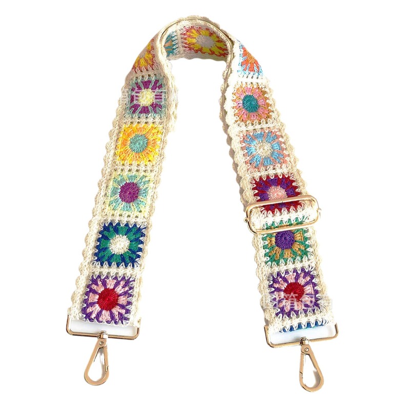 Water-Soluble Floral Embroidery Hook-And-Loop Bag Accessories, Adjustable Crossbody Wide Shoulder Strap, Shoulder Strap for Wallet and Bag