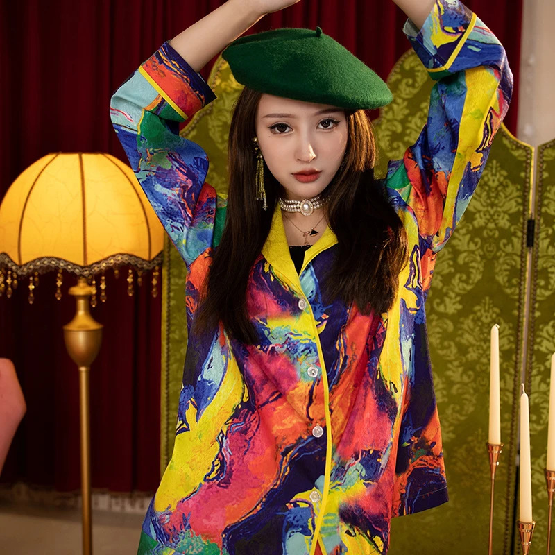 CC-CP13 긴팔 그린 과일 칼라 그래피티
