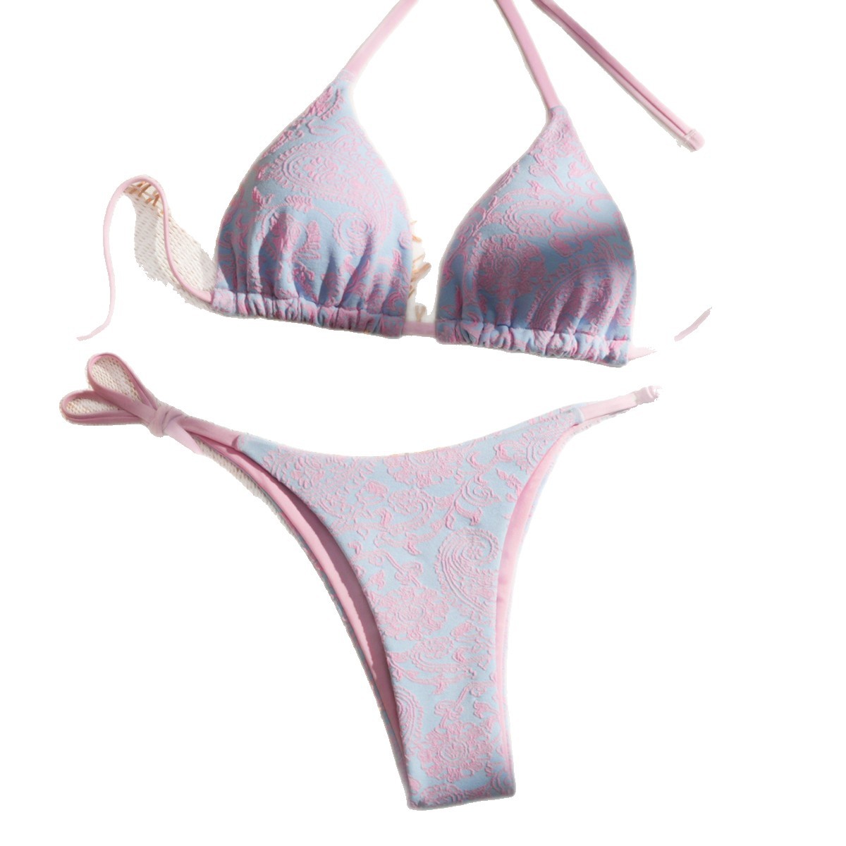 Women's Double Fabric Bikini Swimwear European American Style Cross Border Special Tie up Fabric Factory Direct Sales Wholesale_ecoleips.com