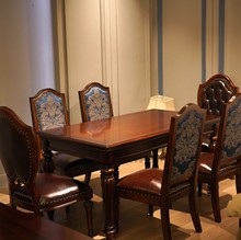 美式餐桌轻奢全实木吃饭桌子家用长方形桌椅组合乡村复古餐厅家具