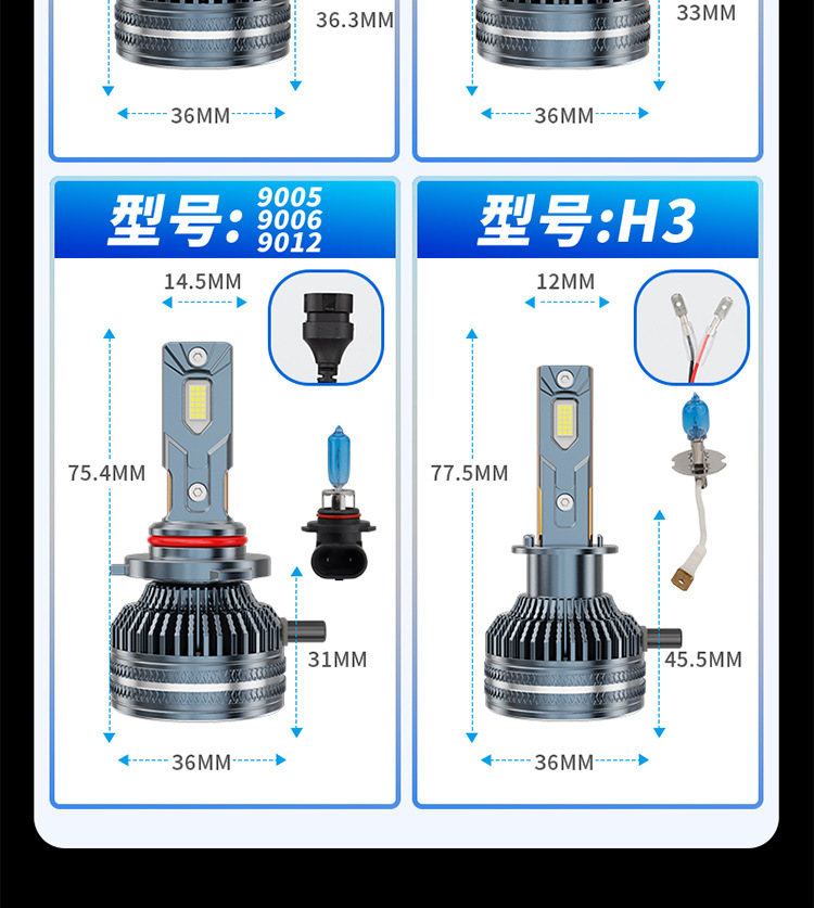 Cross-Border Hot-Selling 36-Core Automotive Led Headlight Laser Decoding High-Power H7 Dual Copper Tube Headlight Laser Lighting
