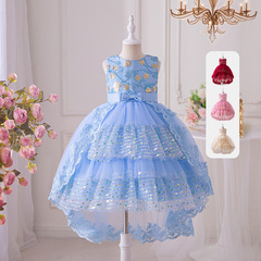 節日晚禮服女童公主裙女孩蓬蓬網紗兒童裙子亮片洛麗塔女童連衣裙