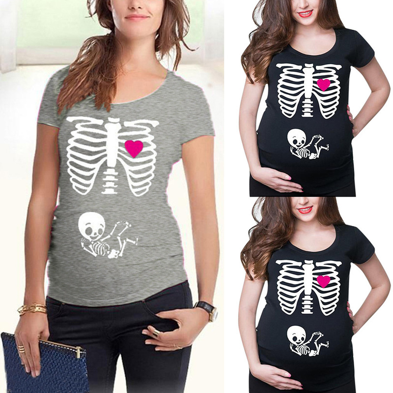 X-ray heart kids spoof round neck maternity clothes cross-border European and American short-sleeved shirt wish Amazon