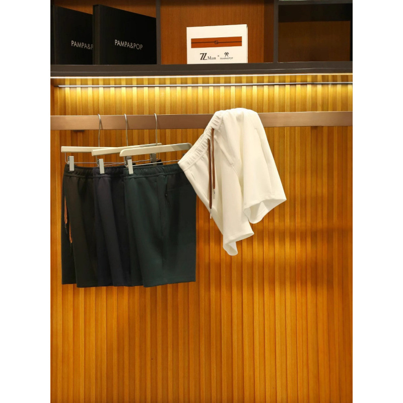 High Luxury Two-Color Nylon Cotton Summer New Men's Straight Sports Outdoor Elastic Casual Shorts