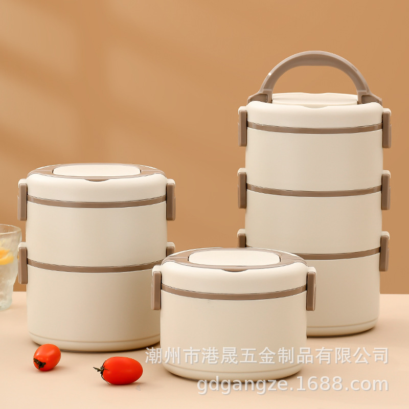 Hong kong ze nueva caja de almuerzo 304 de acero inoxidable sellada caja de almuerzo desmontable con tapa portátil de doble capa de tres capas caja de almuerzo