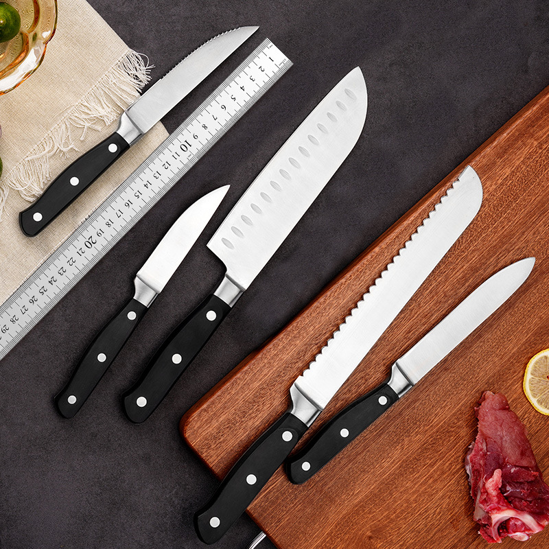 Cuchillo de acero inoxidable de madera de color personalizado cuchillo de acero inoxidable cuchillo de cocina de madera de color ABS mango image 3