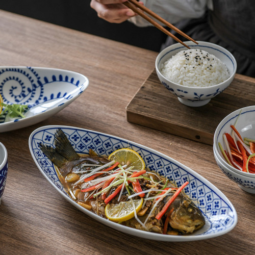 日本进口雷卡系列陶瓷餐具吃饭米饭碗杯子茶杯椭圆盘长盘鱼盘家用