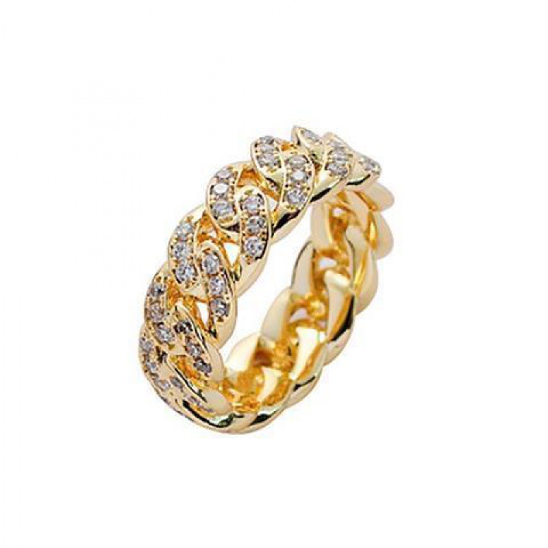 Hip Hop Cuban Chain Full Zircon Electroplated Men's Trendy Couple Jewelry Super Cool Classic Ring_voghion.com