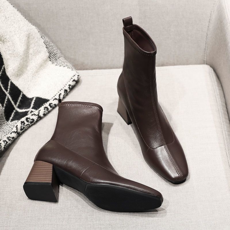 Vintage Martin Boots Women's Slimming 2024 New Autumn and Winter British Style Street Shooting Thick Heel Thin Boots Internet Popular Short Boots Trendy