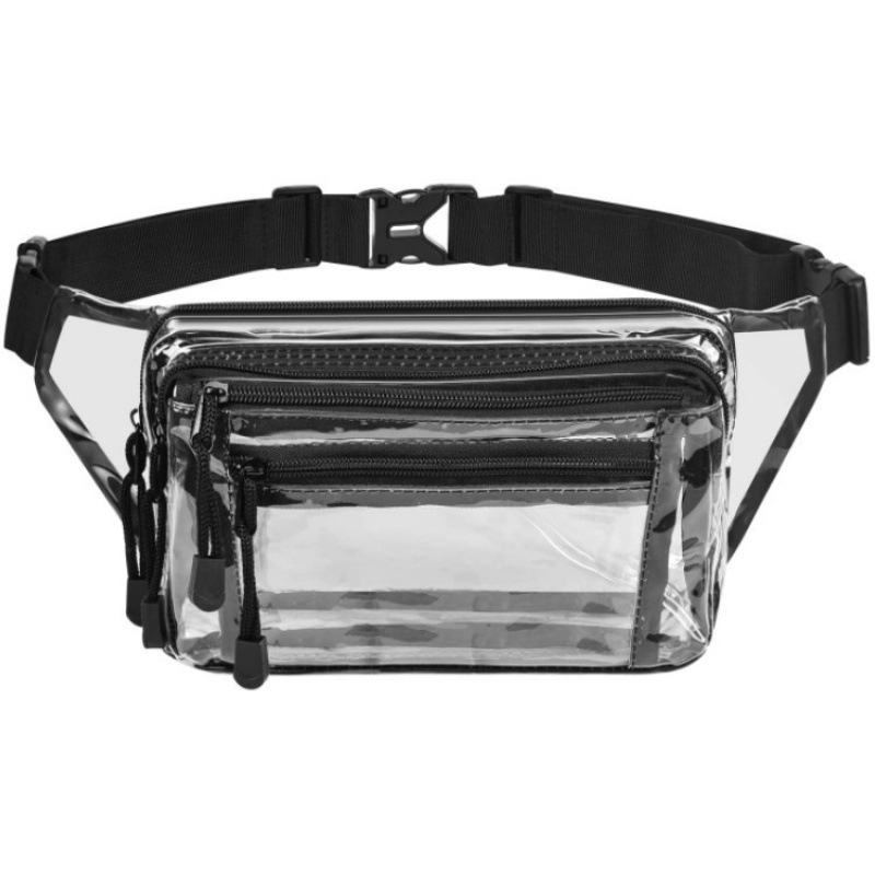 Bolsa de cintura transparente multifuncional al por mayor en el sitio para viajes de trabajo y actividades deportivas Bolsa transparente negra