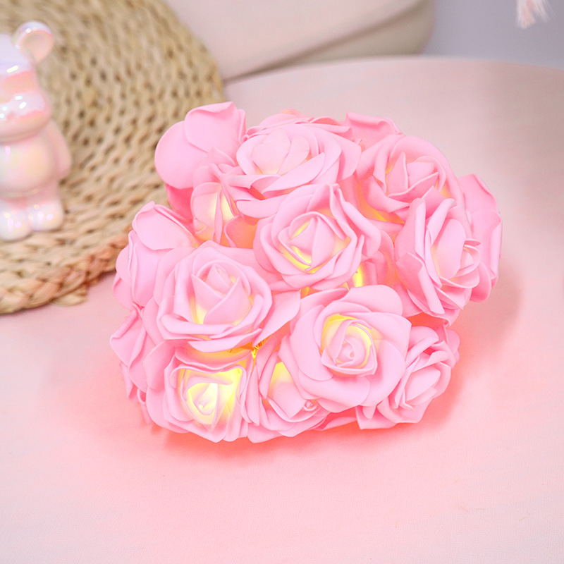 LED simulación rosa cadena de luz Día de San Valentín cumpleaños diseño batería caja flor luz cadena tronco decoración luces de colores