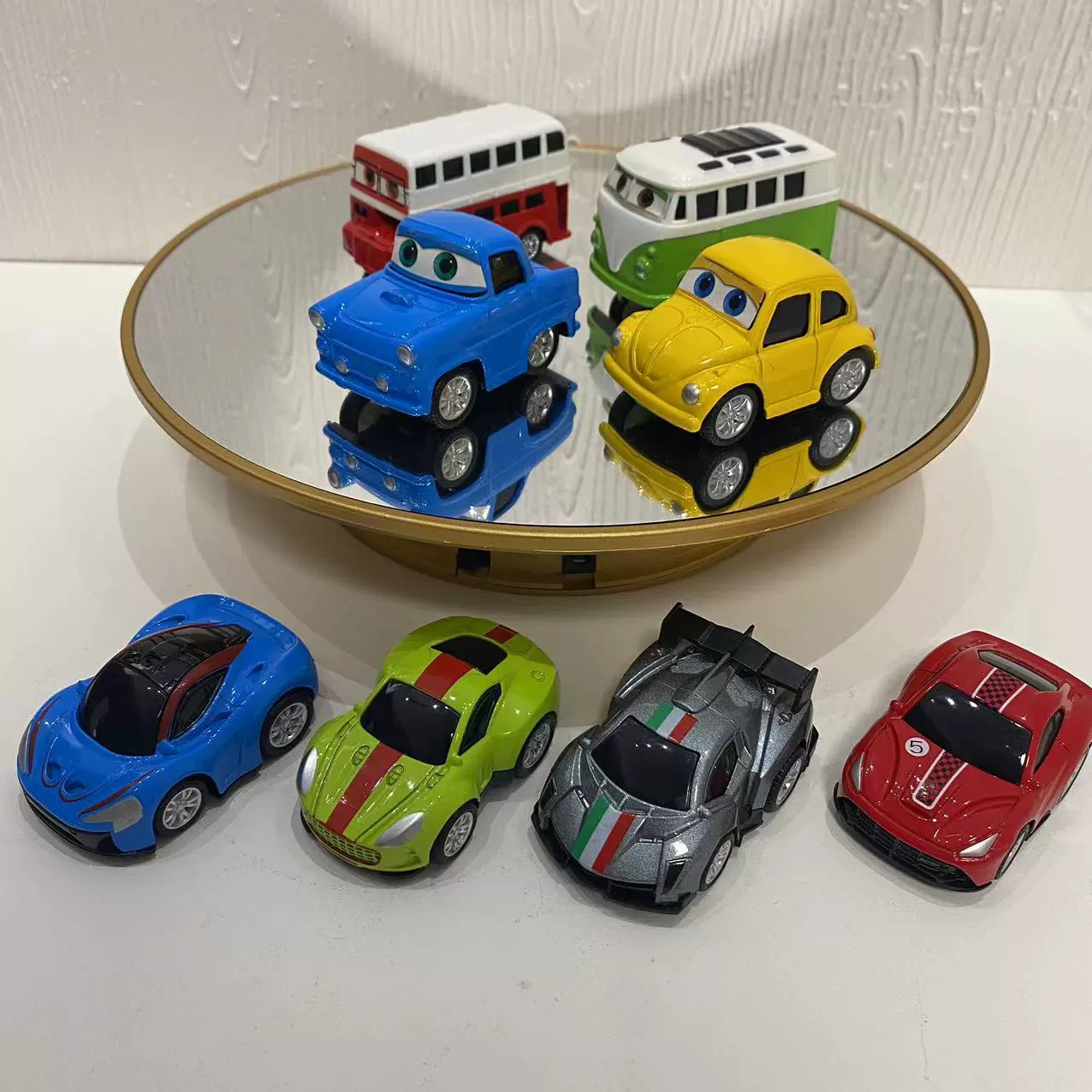 Трансграничный сплав мультфильм тянуть назад автомобиль мини автобус автомобиль гоночный брелок Шарм модель кулон захватить машину подарок