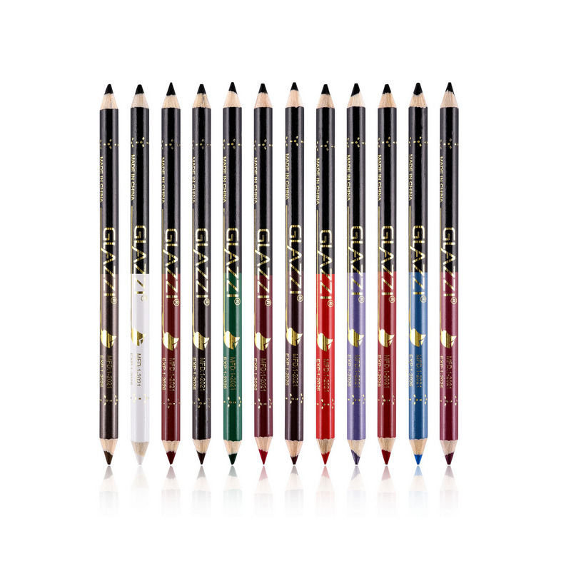 GLAZZI delineador de labios Lápiz Delineador de Ojos de doble cabeza con cuchillo cepillado impermeable lápiz de cejas maquillaje pluma maquillaje entrega de una pieza
