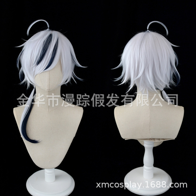 Cloth puppet New World Carnival cosplay wig silver gray color pick shape long hair Cloth puppet New World Carnival cosplay wig silver gray color pick shape long hair