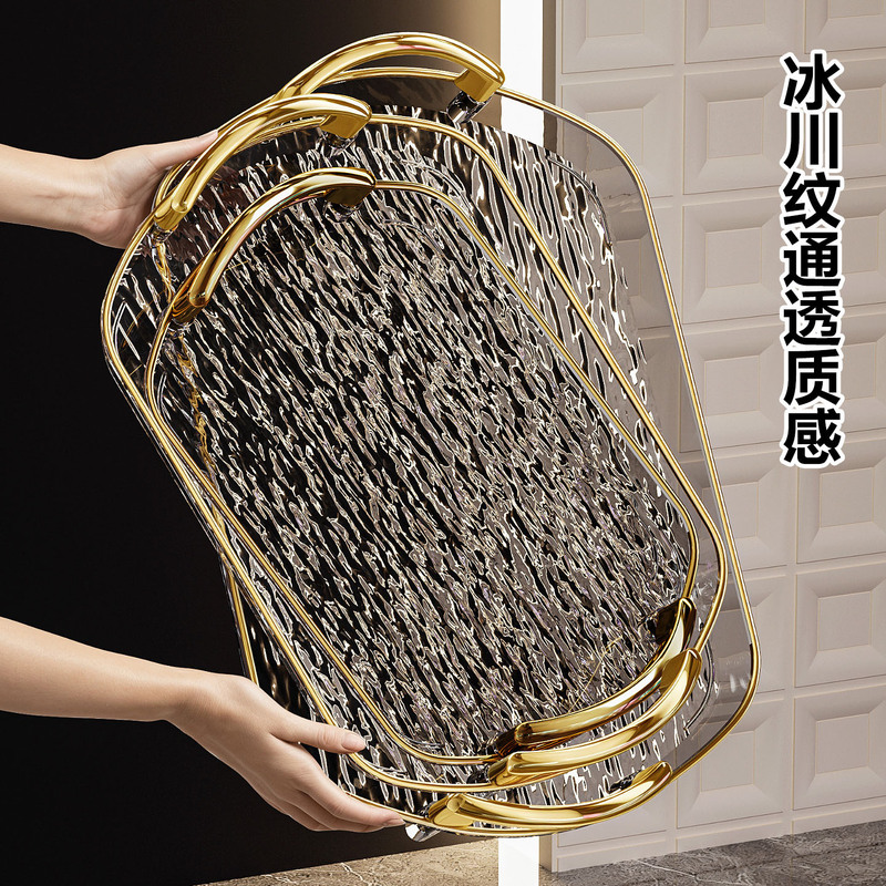 ハンドル付き軽量高級プラスチックトレイ、ハイエンド家庭用ティートレイ、ディナープレート、業務用レストランの厚みのある大きなプレート|undefined