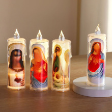 跨境墨西哥祈祷灯饰led仿真透明电子蜡烛圣诞节发光烛台礼品摆件