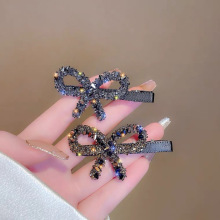 韩国复古轻奢水钻蝴蝶结发夹高级感网红侧边刘海夹头饰女发饰饰品