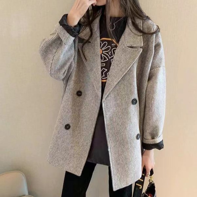 Woolen Coat for Women, Autumn and Winter 2026 New Korean Style, Loose Mid-Length Cocoon-Shaped Woolen Coat for Petite Students, Trendy