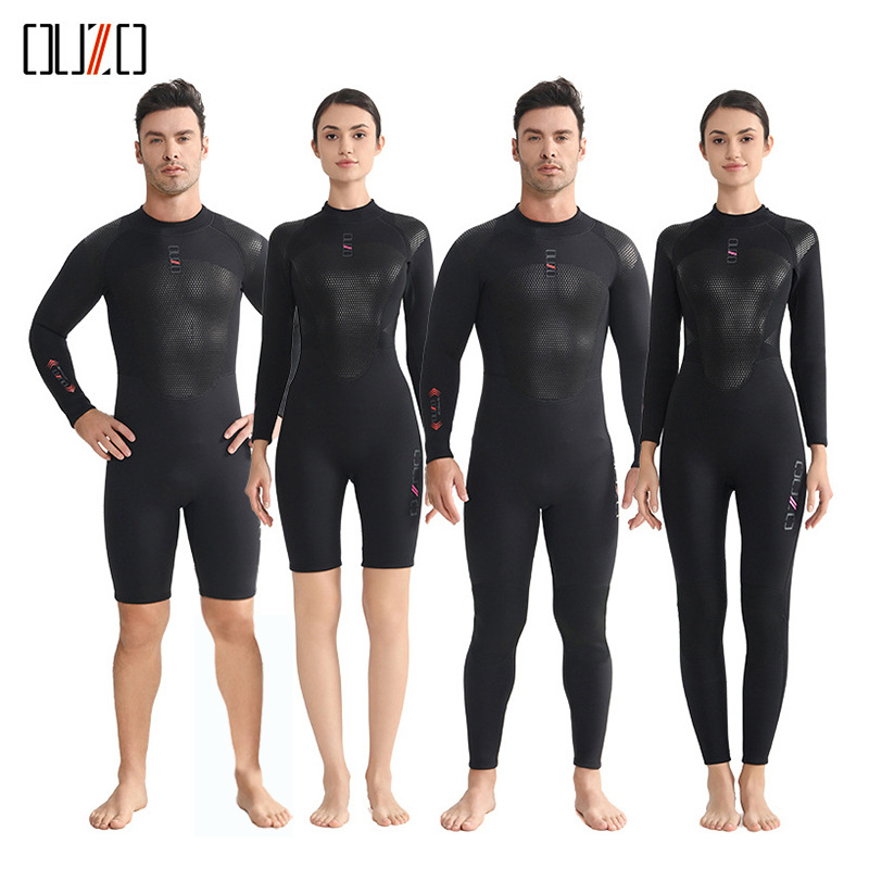 3mm Wetsuit Ouzo Cold-Proof, Warm and Sun-Proof Super-Elastic One-Piece Quick-Drying Surf Suit Winter Men's and Women's Diving Wetsuit