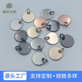 锌合金带挂圈圆片吊坠时尚多规格光面圆形吊牌可刻字厂家直供