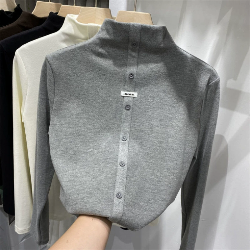 Бесплатная доставка утолщенная полувысокая воротничка Derong нижняя рубашка женская осень-зима новая корейская версия тонкого тонкого с длинными рукавами на футболке