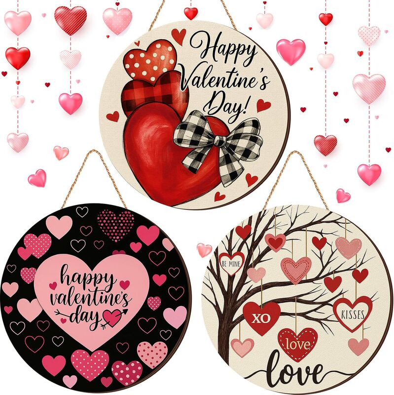 Cross-border best-selling new Valentine's Day party porch decorations, wooden welcome sign for the front door Cross-border best-selling new Valentine's Day party porch decorations, wooden welcome sign for the front door