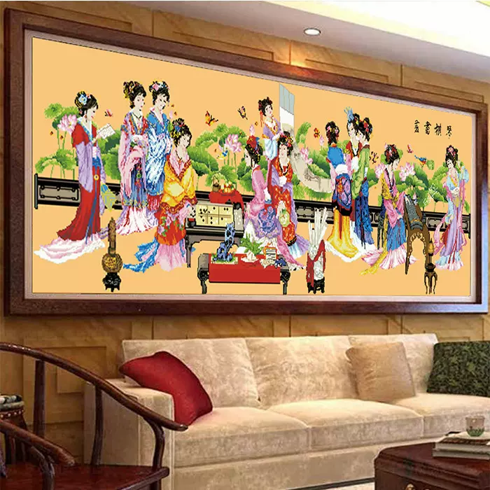 厂家直销满钻钻石画琴棋书画红楼梦大幅客厅粘钻贴钻十字绣代发