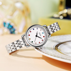 小眾女款高顏值鋼帶腕錶小巧輕奢ins生辰石女表防水時尚石英手錶