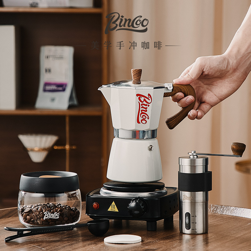 Bincoo Moka Pot Set Italian Coffee Maker Gift Hand Grinder Coffee Machine Drip Coffee Pot Set 
