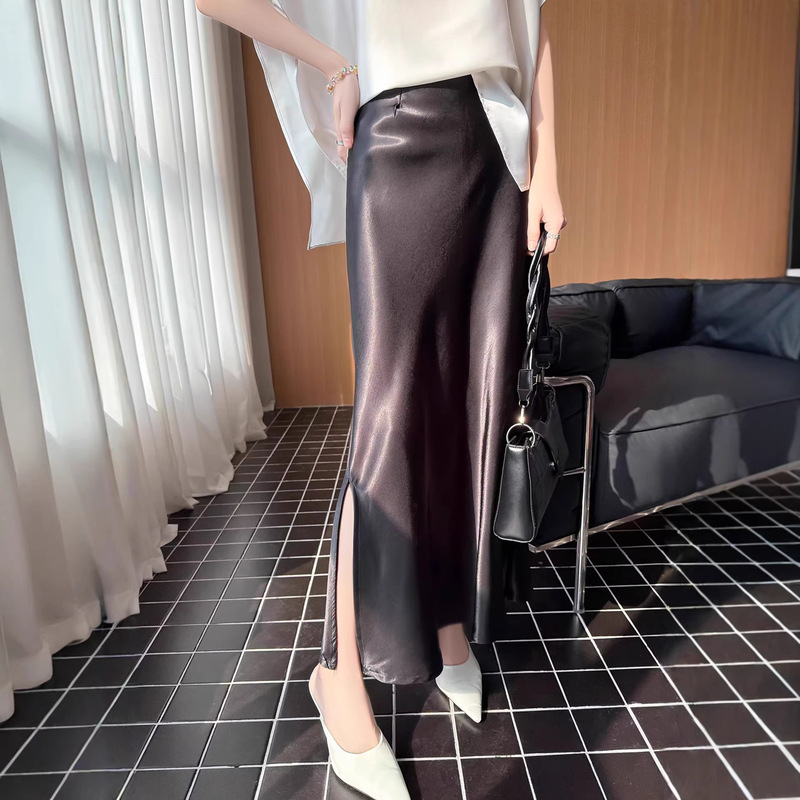High-End Exquisite Acetate Satin Skirt for Women, New Style Mid-Length Skirt with a High-End Feel, Fishtail Drape, Silky Smooth Side Slit Skirt High-End Exquisite Acetate Satin Skirt for Women, New Style Mid-Length Skirt with a High-End Feel, Fishtail Drape, Silky Smooth Side Slit Skirt