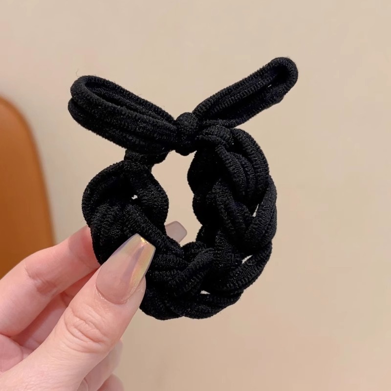 Coreano simple color de niños anillo de cabello de dopamina de alta elasticidad para niñas trenzando cuerdas de cabello gruesas para atar la banda de la cabeza