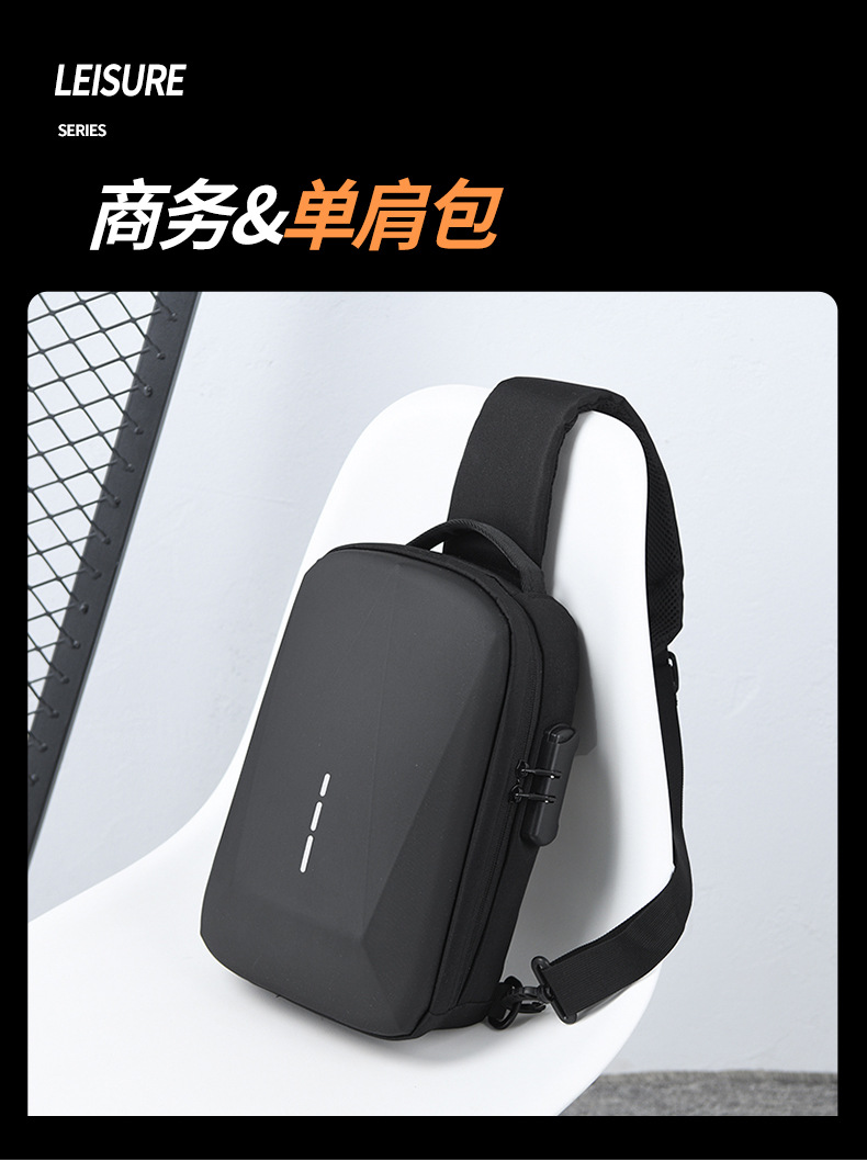 New cross-border chest bag for men, high-end cycling, large-capacity casual chest bag, single-shoulder men's crossbody bag, anti-theft shoulder bag Item Picture