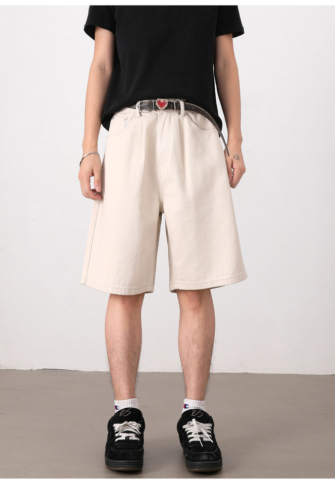 Quần short nam dáng rộng ống đứng, quần lửng phong cách Hàn Quốc, mặc hằng ngày — Màu be, Màu kaki, Màu nâu cà phê, Xanh Pháp Công chi tiết 25