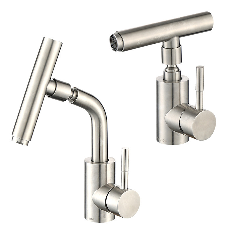 304 stainless steel universal rotating basin faucet bathroom cabinet washbasin ceramic basin hot and cold faucet household