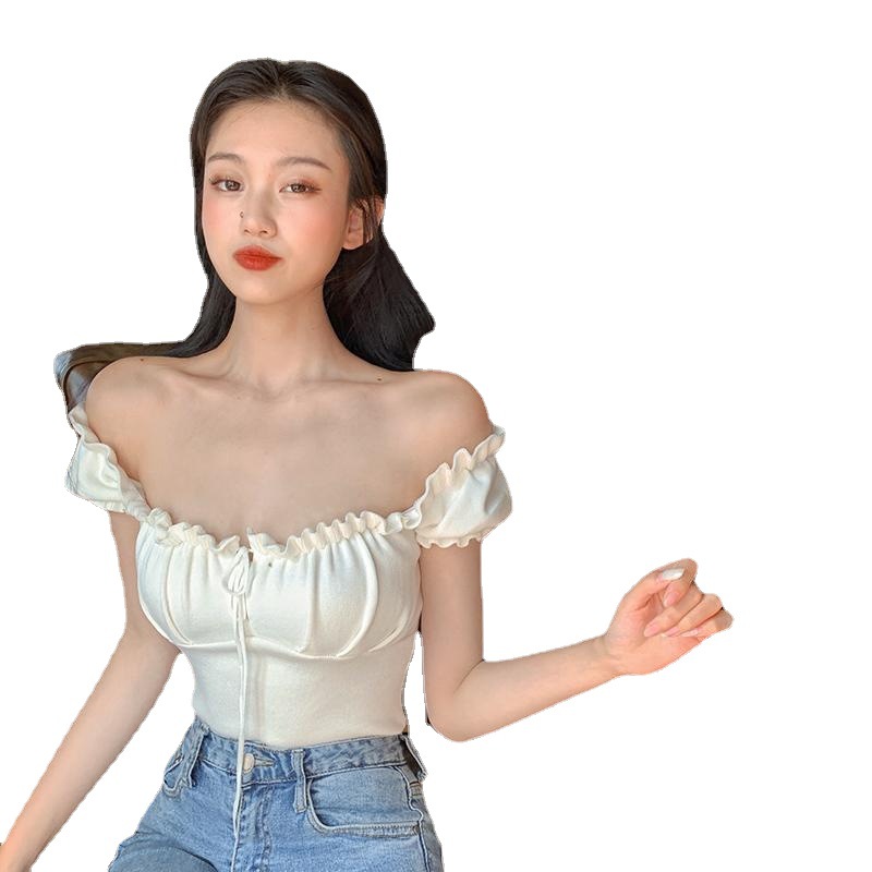 Top de un solo hombro a la moda y elegante para mujer, top de tubo con cordón de diseño de verano image 7