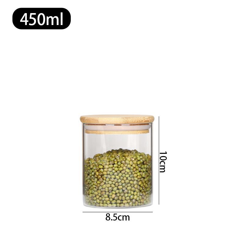 Tanque de sellado de vidrio transparente de alto borosilicato con tapa de granos granos granos de café lata de almacenamiento de vidrio lata de té impresa logotipo