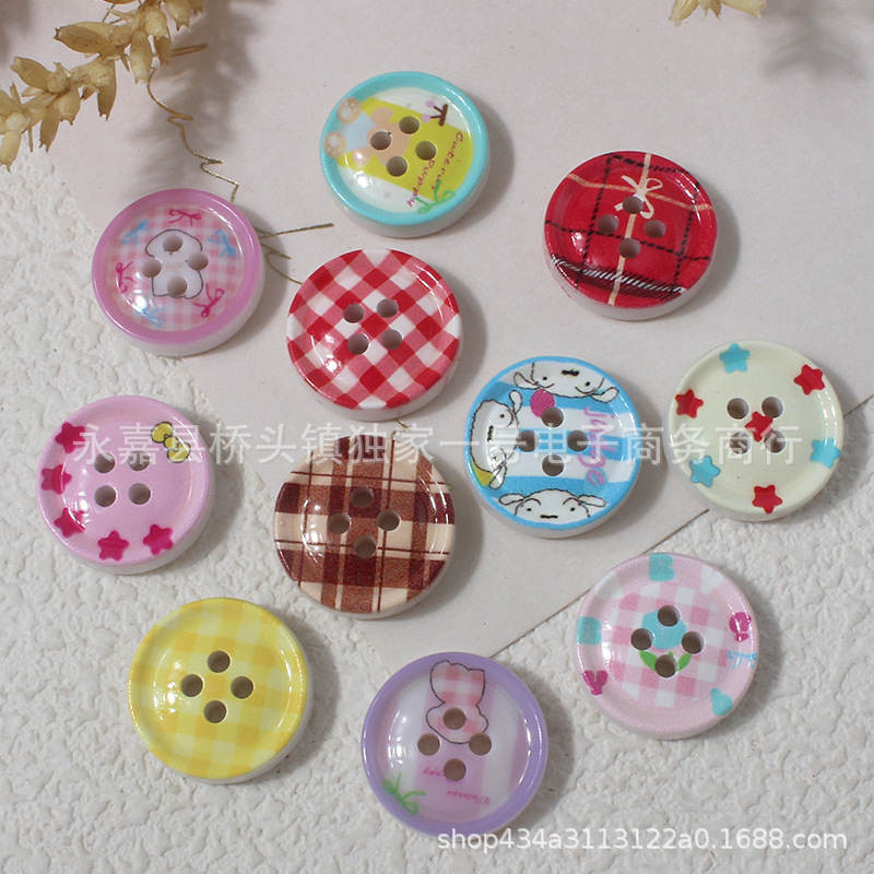 新しいプラスチックラウンド薄型エッジカラー印刷ボタン子供服と女性の多用途装飾ボタン DIY アクセサリー|undefined