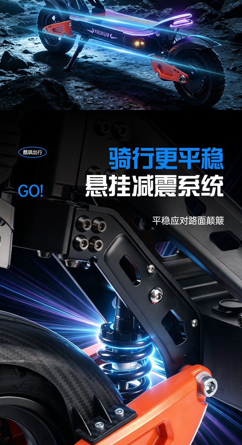 Cross-border multifunctional adult electric scooter with long range, off-road shock absorption, foldable and portable transportation vehicle