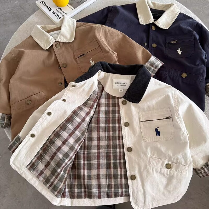 Children's Outwear 2025 Autumn Boys' Japanese Style Lapel Jacket Baby Kidsren's Casual Tops Big Kidsren's Style Windbreaker