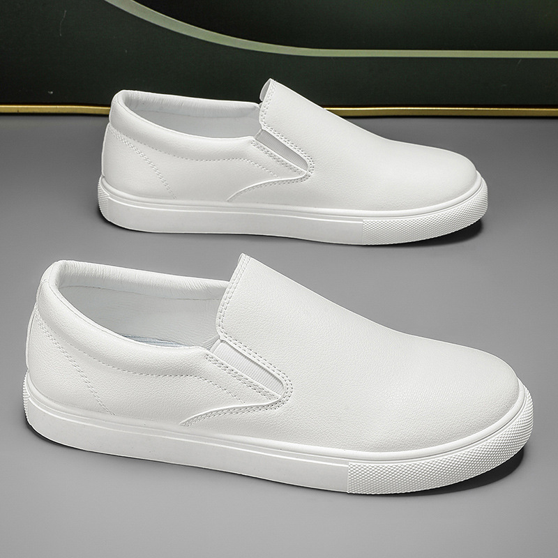 Foreign Trade Large Size Men's Shoes Cross-Border Dropshipping Summer Breathable Flat Shoes Casual Sports Leather White Shoes