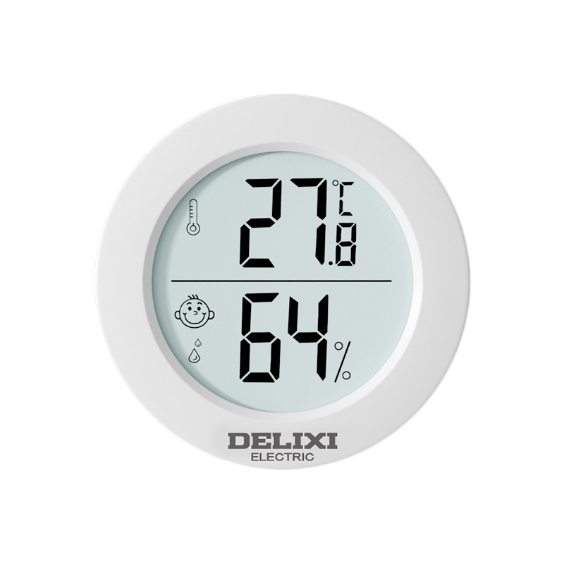 DELIXI 실내 정밀 미니 전자 온도 및 습도 측정기 홈 베이비 룸 약국 벽 장착 감지 온도 측정기