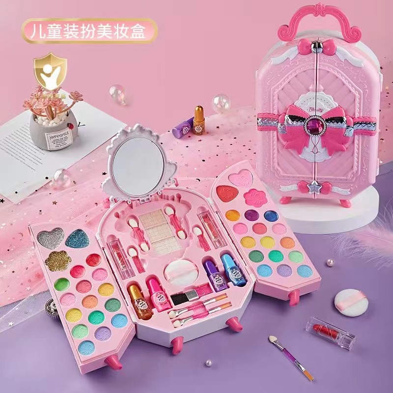 Set de Cosméticos Infantiles Transfronterizo, Juguetes para Niñas, Juego de Imitación de Pastel, Maletín de Maquillaje de Princesa, Maleta de Maquillaje