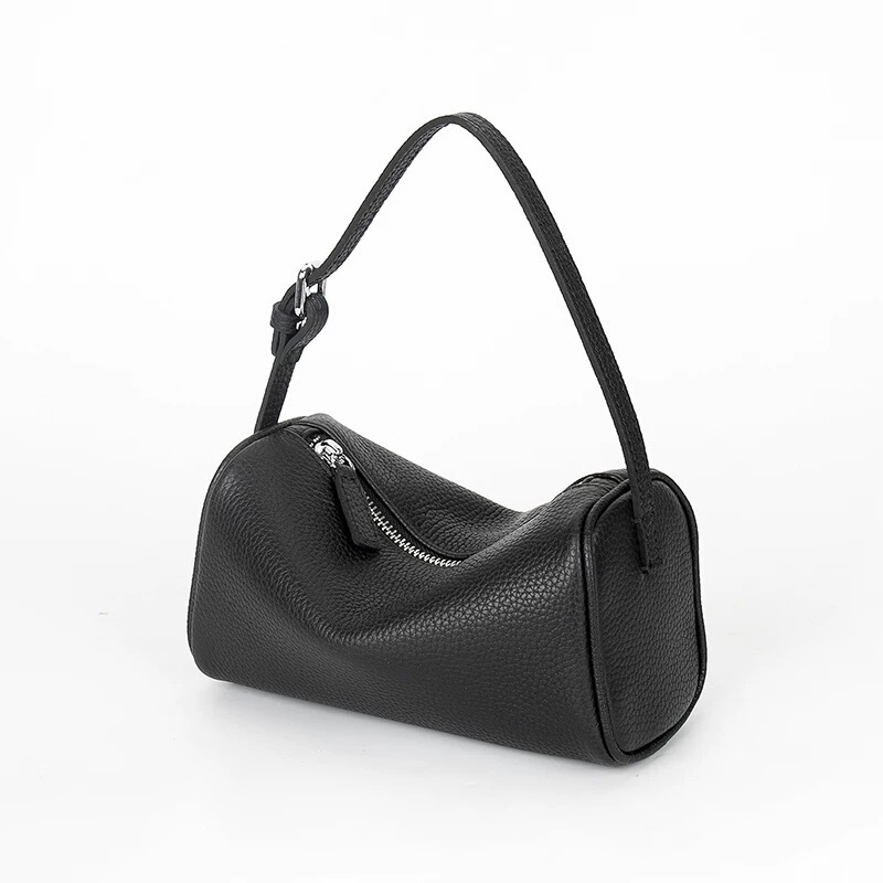 Pencil Cartridge Bag Crossbody Small Bag Top Layer Cowhide Simple Design Pen Bag Portable Leather Women's Bag Pillow Bag Underarm Bag