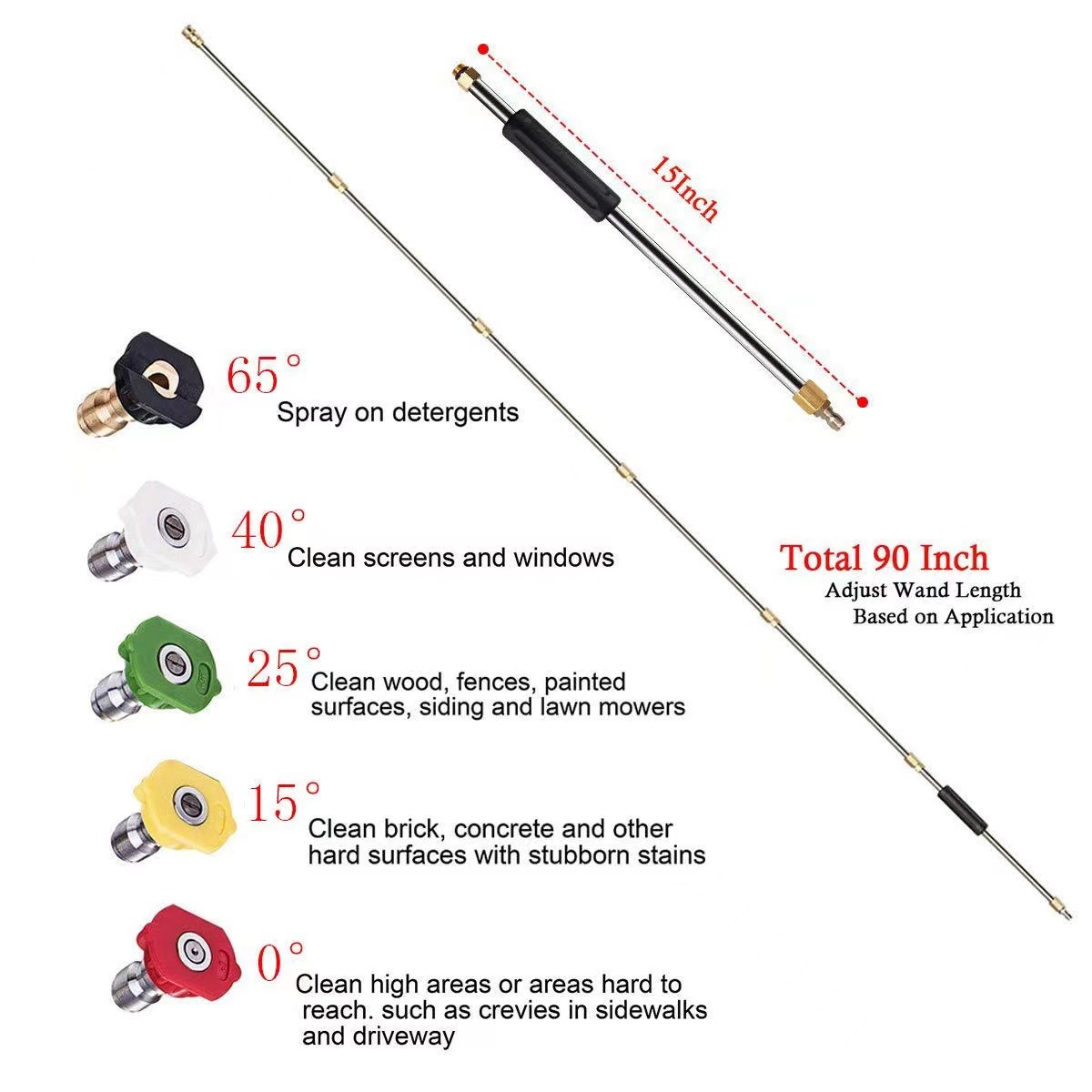 Cross-Border High-Pressure Water Gun Stainless Steel Eaves Gutter Cleaning Rod 1/ 4inch Extension Rod Extension Rod Set