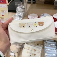 日本リラックマ刺繍筆袋アニメかわいいボタン学生鉛筆袋大容量小銭文房具収納バッグ