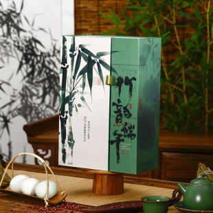 2025 New Dragon Boat Festival Gift Box Green Chinese Style Double Open Portable Box Zongzi Duck Egg Dragon Boat Festival Gift Large Capacity
